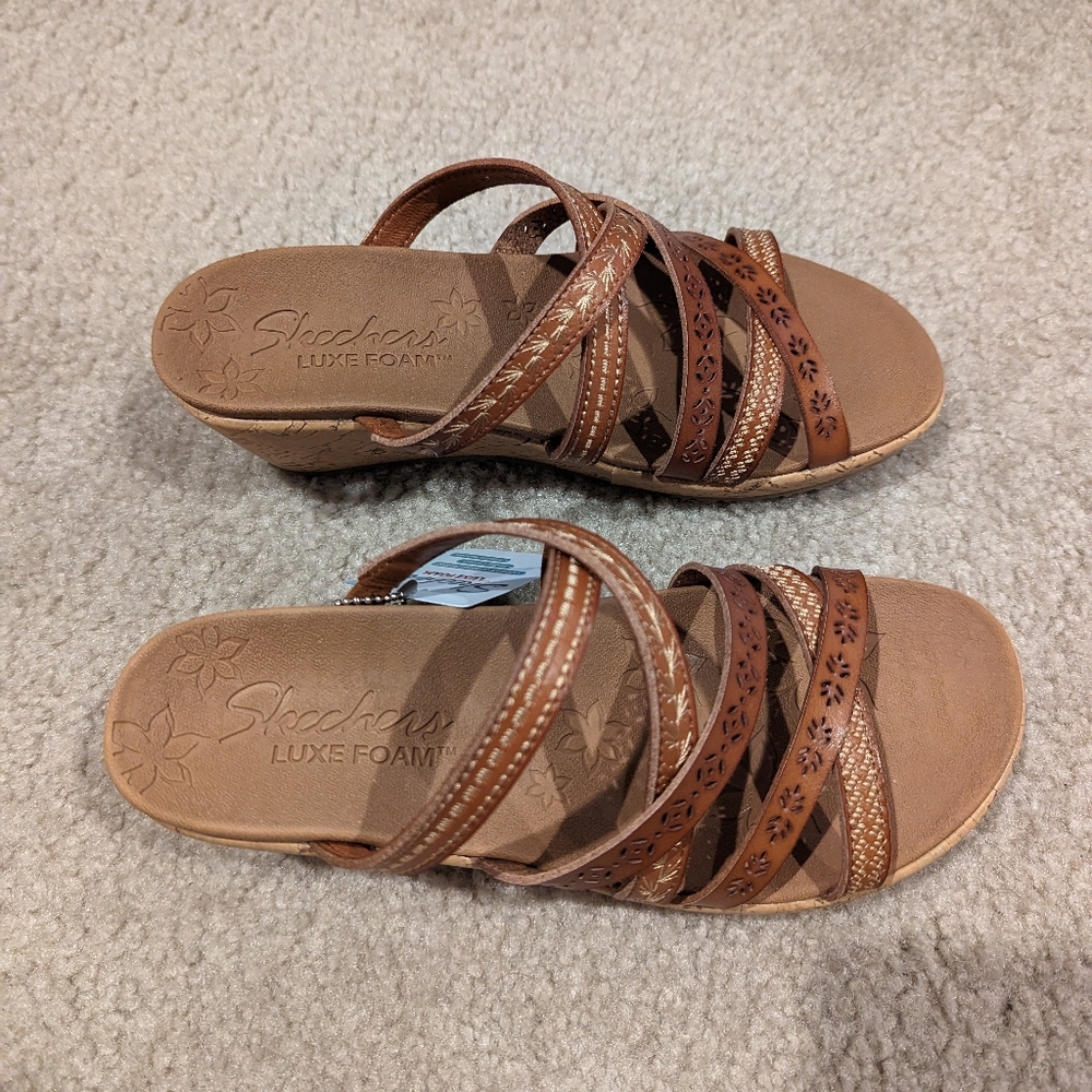 Skechers Multi Strap Slide Wedge